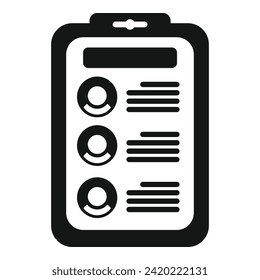 Candidate clipboard business icon simple vector. Online care hr. Crew deal