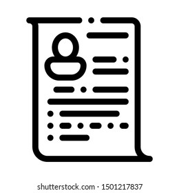Candidate Curriculum Vitae CV Worksheet Vector Icon Thin Line. Contour Illustration