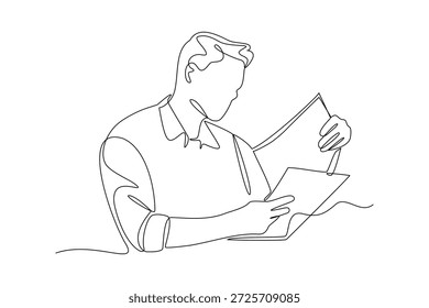 Revisão do Documento Candidato. Recrutamento Conceito Online e Offline. Design de desenho de linha única. Ilustração gráfica vetorial