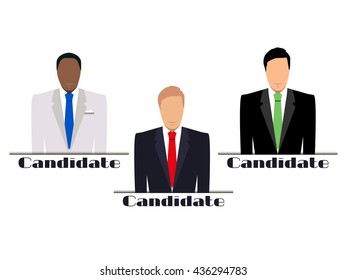 Candidate for election. Isolated on white background. Flat style.