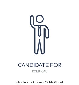 Candidate for elections icon. Candidate for elections linear symbol design from Political collection. Simple outline element vector illustration on white background.
