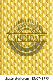 Candidate gold emblem. Scales pattern. Vector Illustration. Detailed.