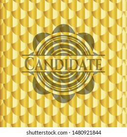 Candidate golden emblem. Scales pattern. Vector Illustration. Detailed.