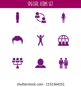 candidate icon. 9 candidate set with human and interview vector icons for web and mobile app