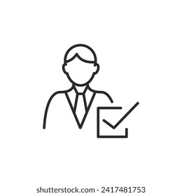 Candidate icon. Background check simple line icon isolated on white background. Vector illustration