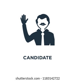 Candidate icon. Black filled vector illustration. Candidate symbol on white background. Can be used in web and mobile.