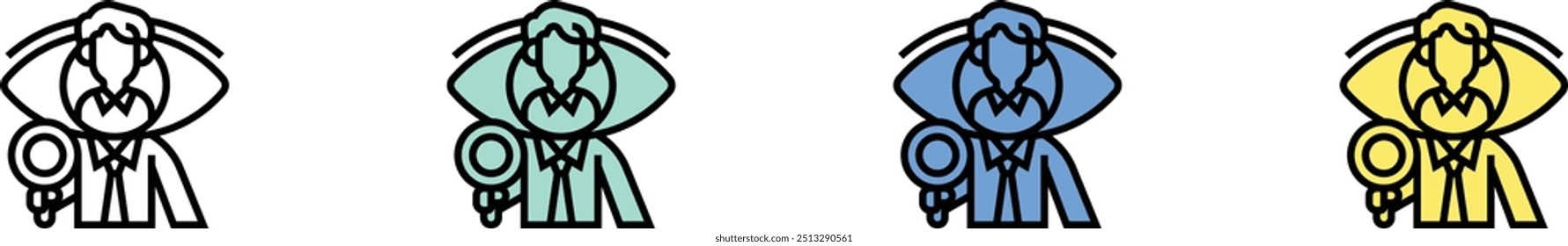 candidate icon. Outline, Green, Blue and Yellow Style Design Isolated On White Background
