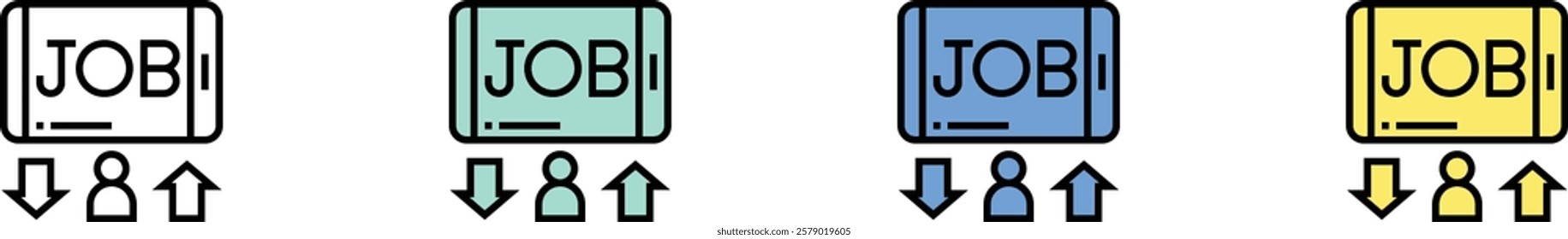 candidate icon. Outline, Green, Blue and Yellow Style Design Isolated On White Background