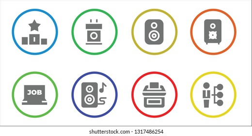 candidate icon set. 8 filled candidate icons.  Simple modern icons about  - Podium, Job search, Tribune, Speakers, Speaker, Vote, Skills