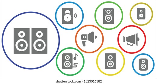 candidate icon set. 9 filled candidate icons.  Simple modern icons about  - Speakers, Speaker