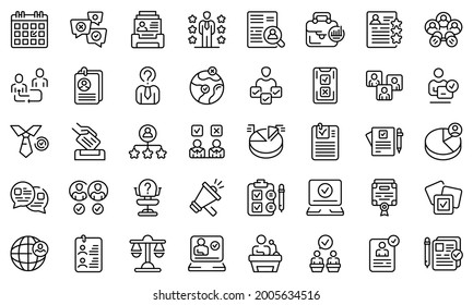Los iconos de candidatos establecen el vector de contorno. Equipo de trabajo. Trabajo de contrato