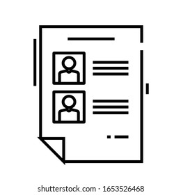 Candidate list line icon, concept sign, outline vector illustration, linear symbol.