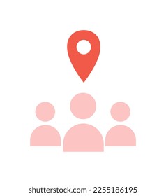 Candidate location icon. GPS, geolocation and navigation. Teamwork and partnership. Interface for programs and applications. Trekking and logistics. Cartoon flat vector illustration