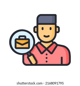 Candidate looking for job vector icon illustration