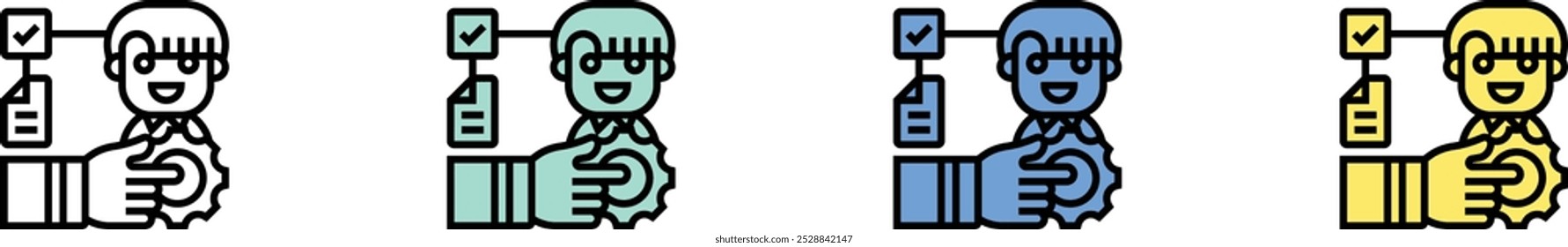 candidate management icon. Outline, Green, Blue and Yellow Style Design Isolated On White Background