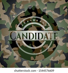 Candidate on camo pattern. Vector Illustration. Detailed.