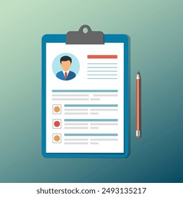 Icono de cv de papel candidato Vector plano. Trabajo de Búsqueda en línea. Diseño de Concepto de Contratación de Empleo