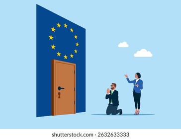 Candidate prays for European Union. Integration in European Union. Flat vector illustration