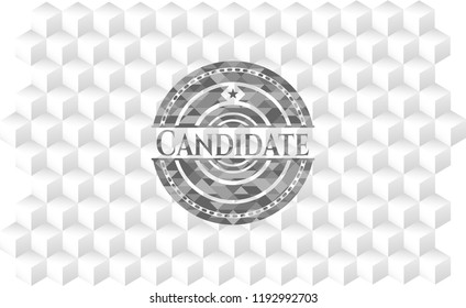 Candidate realistic grey emblem with cube white background
