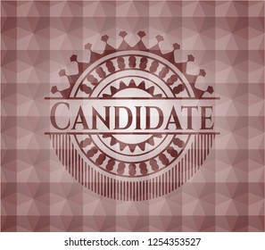 Candidate red seamless badge with geometric background.