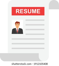 Candidate Resume Concept, Hrm Symbol on white background, Staff CV document vector color icon design