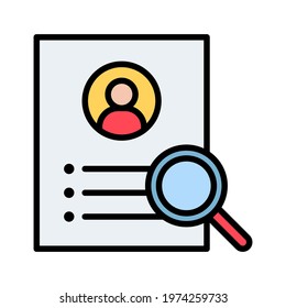 Candidate, resume, worker, search icon vector image. Can also be used for cyber security. Suitable for use on web apps, mobile apps and print media.