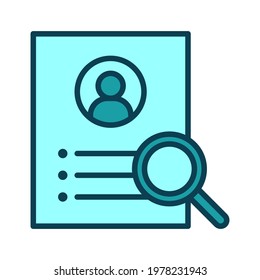 Candidate, resume, worker, search icon vector image. Can also be used for cyber security. Suitable for use on web apps, mobile apps and print media.