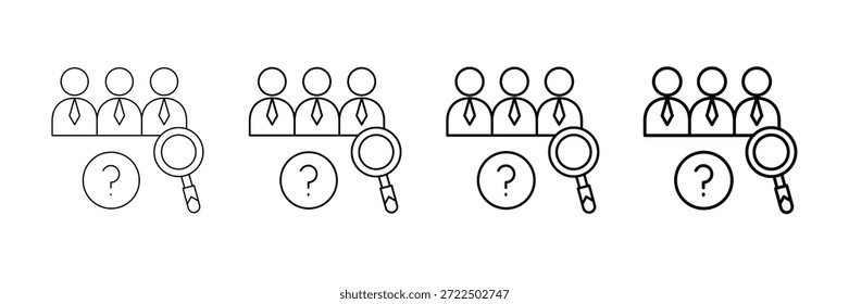 Candidate Search Icons Vector Set In Different Stroke Line Style