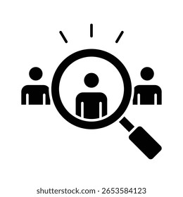 Ícone de Seleção de Candidato. Estilo de Glifo. Vetor. Recurso Humano Escolhendo Pessoa do Grupo. Ilustração do Conceito de Aquisição de Talentos, Processo de Admissão, Falta de Mão-de-Obra e Recrutamento