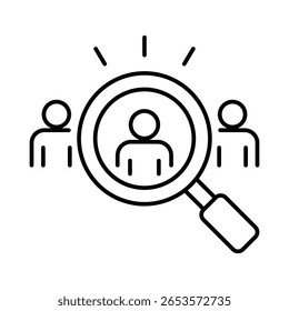 Ícone de Seleção de Candidato. Estilo de Estrutura de Tópicos. Vetor. Recurso Humano Escolhendo Pessoa do Grupo. Ilustração do Conceito de Aquisição de Talentos, Processo de Admissão, Falta de Mão-de-Obra e Recrutamento