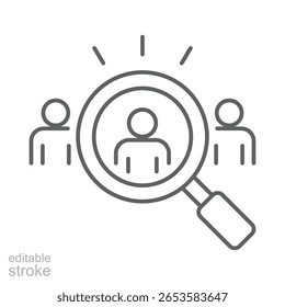 Ícone de Seleção de Candidato. Estilo de Estrutura de Tópicos. Vetor de traçado editável. Recurso Humano Escolhendo Pessoa do Grupo. Ilustração do Conceito de Aquisição de Talentos, Processo de Contratação, Falta de Mão-de-Obra e Recrutamento.