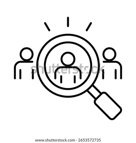 Candidate Selection Icon. Outline Style. Vector. Human Resource Choosing Person from Group. Talent Acquisition, Hiring Process, Labor Shortage and Recruitment Concept Illustration