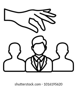 
Candidate selection. Line icon recruitment process
