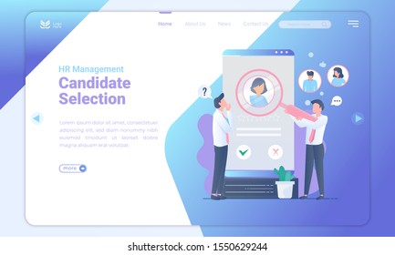 Candidate selection for new employee by human resources on landing page template