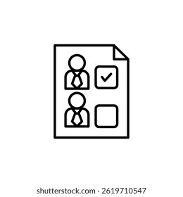 Candidate selection process with review checklist document icon graphic