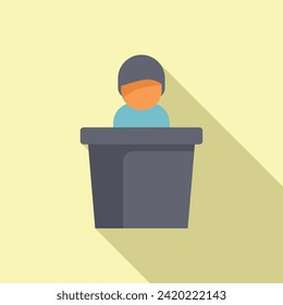 Candidate speaker icon flat vector. New business manager. Staff job