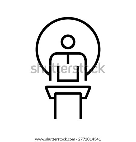 Candidate speech icon. Government and elections line symbol. Black and white.