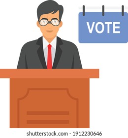 Wählerstimmkonzept, hm-Symbol auf weißem Hintergrund, Arbeitnehmergewerkschaft und Politik, Vektorgrafik-Design, Stockillustration von Geschäftszeichen