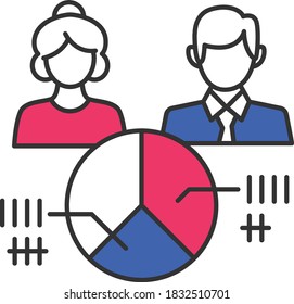 Candidate Vote Statistics with Pie Chart Concept Vector Icon Design, Presidential elections in United States Symbol on White background