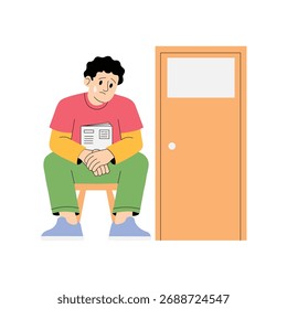 Candidate waiting for interview or hiring result illustration