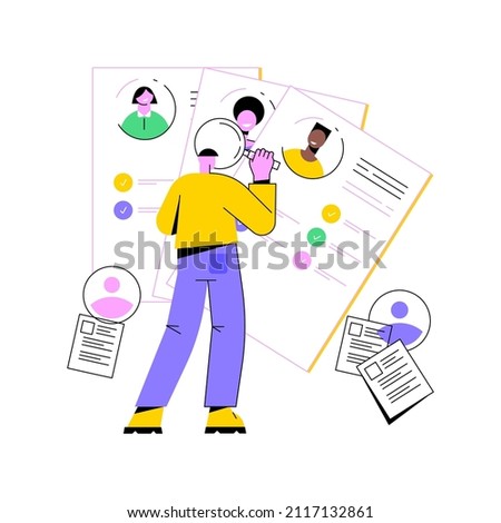 Candidates abstract concept vector illustration. Candidate list, talent acquisition, human resources, find employee, job applicant, user interface design, menu element, website abstract metaphor.