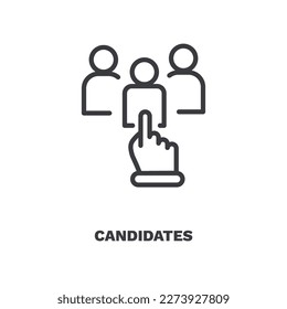 candidates icon. Thin line candidates icon from Human Resources collection. Outline vector isolated on white background. Editable candidates symbol can be used web and mobile