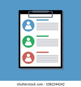 candidates list, flat style vector illustration