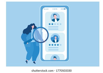 Candidates mobile CV. Vector illustration for web banner, infographics, mobile. 