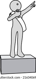 Candidates who get on the box and enthusiastically talk about their election promises. He holds a microphone and points to the sky to speak. Election speech.