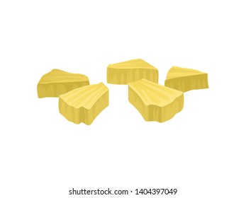 Candied pineapple on white background. Realistic vector illustration.