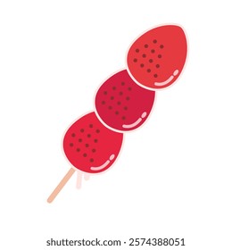 Candied strawberries stick icon. Vector.