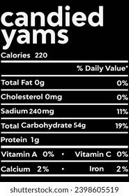 
Candied Yams Nutrition Facts eps cut file for cutting machine