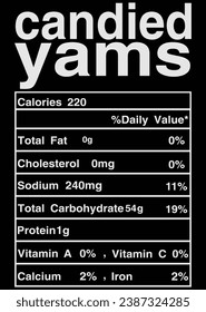 Candied Yams Nutrition Facts Thanksgiving eps cut file for cutting machine
