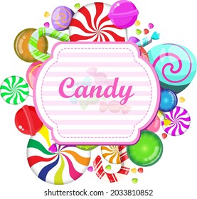 Candies background sweets and desserts frame